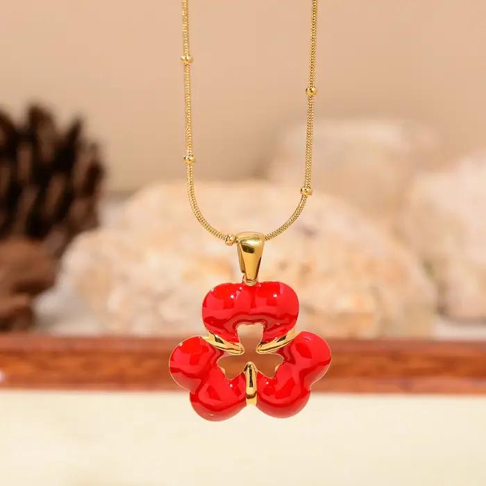 Collier trèfle porte-bonheur plaqué or 18 carats acier inoxydable hypoallergénique pour femme occasions spéciales élégant bijou cadeau