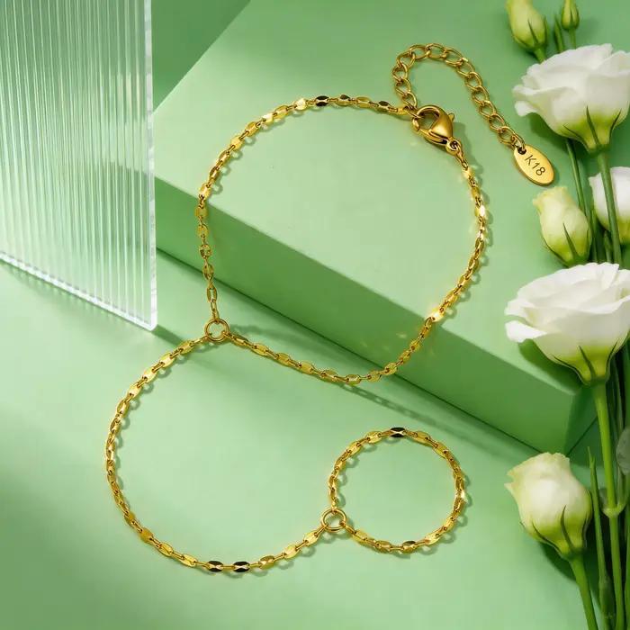 Bracelet chaîne de doigt en acier inoxydable pour femme