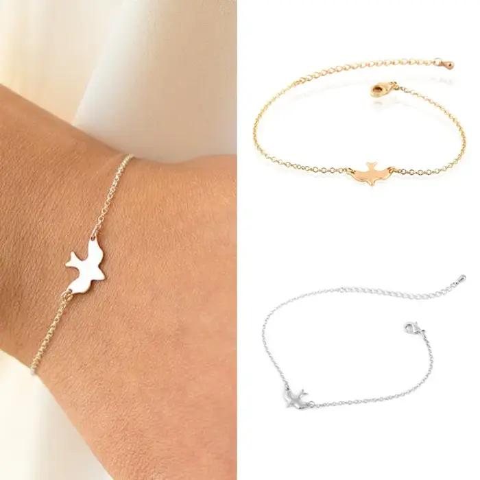 Bracelet colombe oiseau minuscule colombe de paix, Bracelet oiseaux volants, petit hirondelle mignon