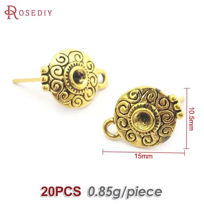 Style Antique couleur argent Bronze connecteur fleur clous d'oreilles accessoires bricolage fabricat