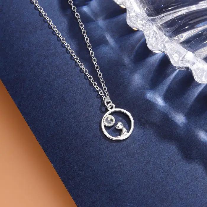 Nouveau Collier Pendentif Rond en Cristal Exquis