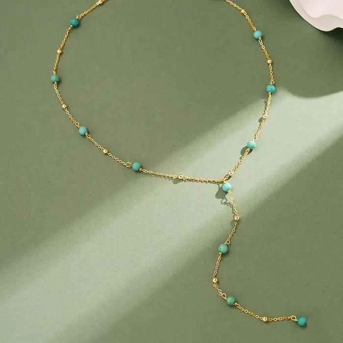 KISS MANDY – collier en forme de Y en turquoise naturelle