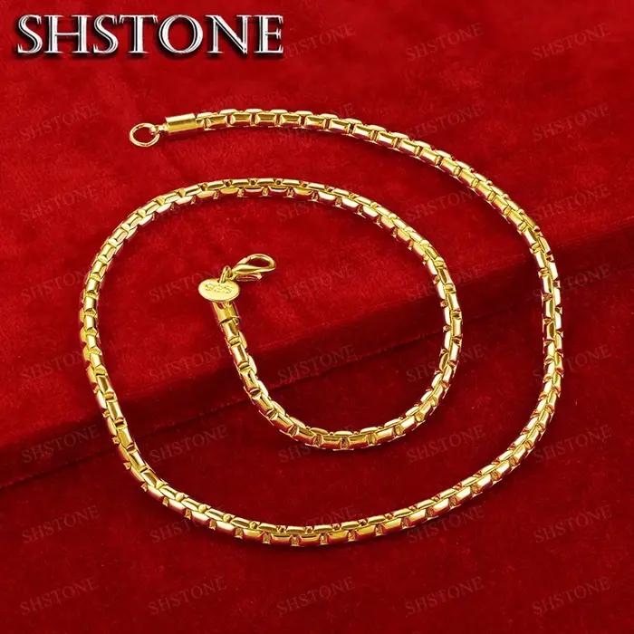 Collier en or 18 carats chaîne boîte homme femme bijou mode cadeau d'anniversaire elegance occassions speciales