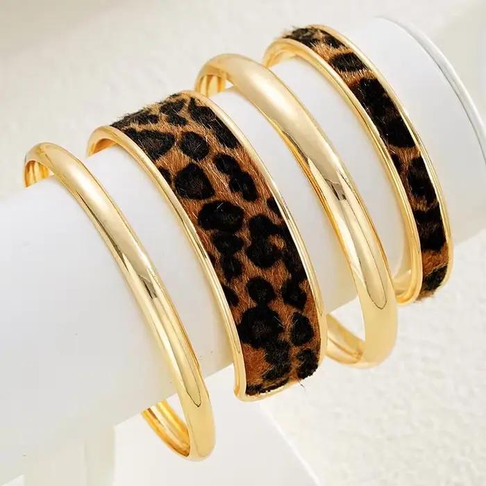 Ensemble de 4 bracelets léopard AY pour femmes style vendange tracker d'humeur fitness bijoux de fête cadeau nouveau design minimaliste