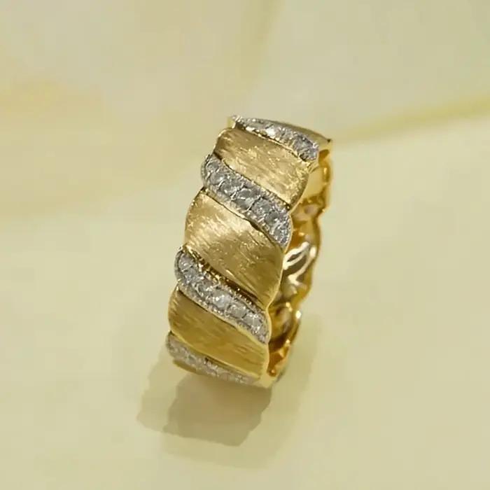 Huitan – bague bicolore au design torsadé pour femmes