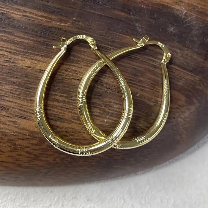 BF CLUB 925 boucles d'oreilles en argent Sterling pour les femmes à la mode Simple grand ovale or boucle d'oreille bijoux prévenir l'allergie accessoires de fête