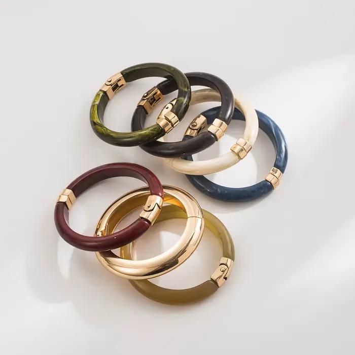 Bracelet Ouvrable En Alliage De Resine Geometrique Style Vintage Pour Femme Occasions Speciales