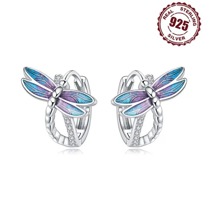 Boucles d'oreilles libellule en argent Sterling 925