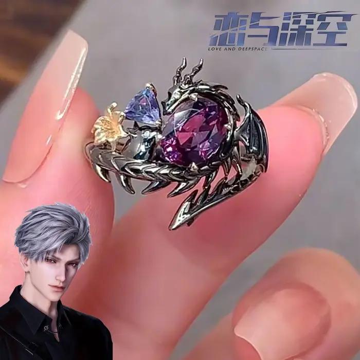 Jeu amour et espace profond Sylus Cosplay anneau réglable alliage bagues fleur Dragon décoration unisexe accessoires