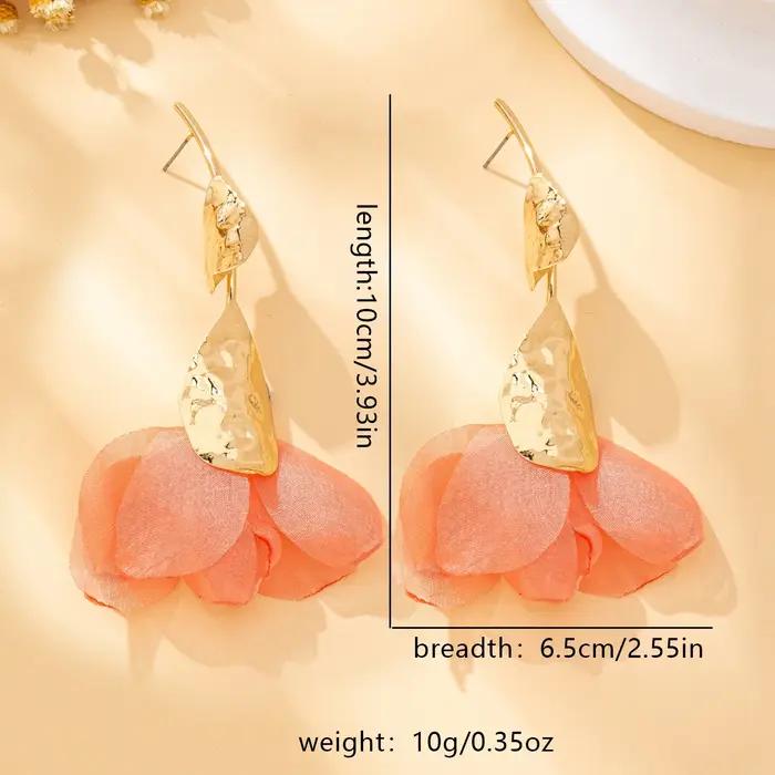 Boucles doreilles romantiques fleurs tissu rose pour femmes occasions quotidiennes vacances