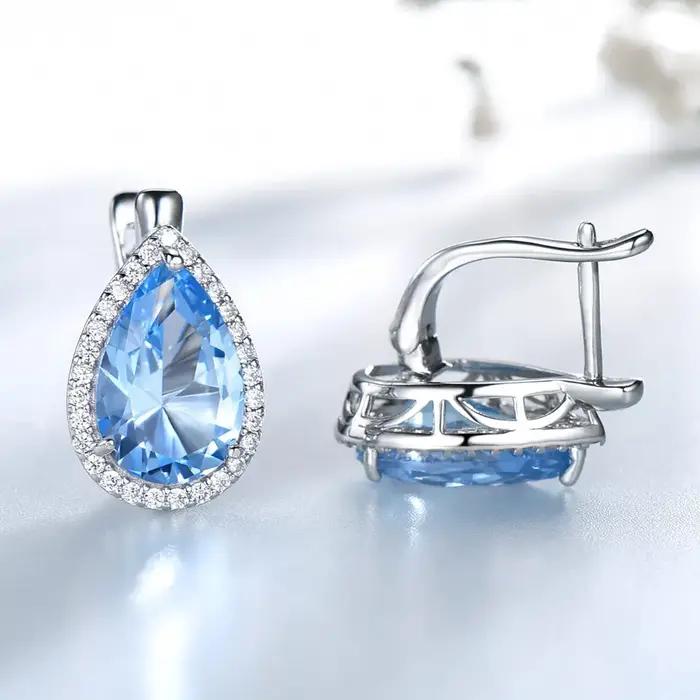 Boucles d'oreilles coupe poire en argent Sterling 925