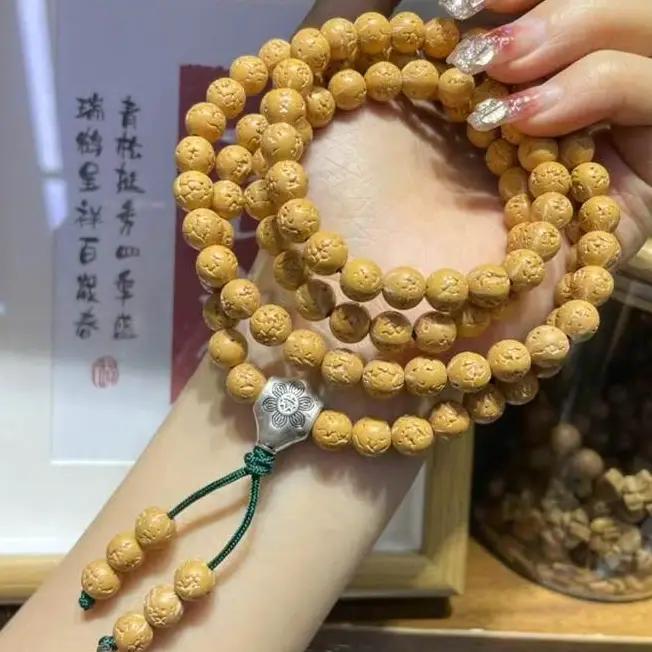 Bracelet multi-tours en perles rondes lisses marron