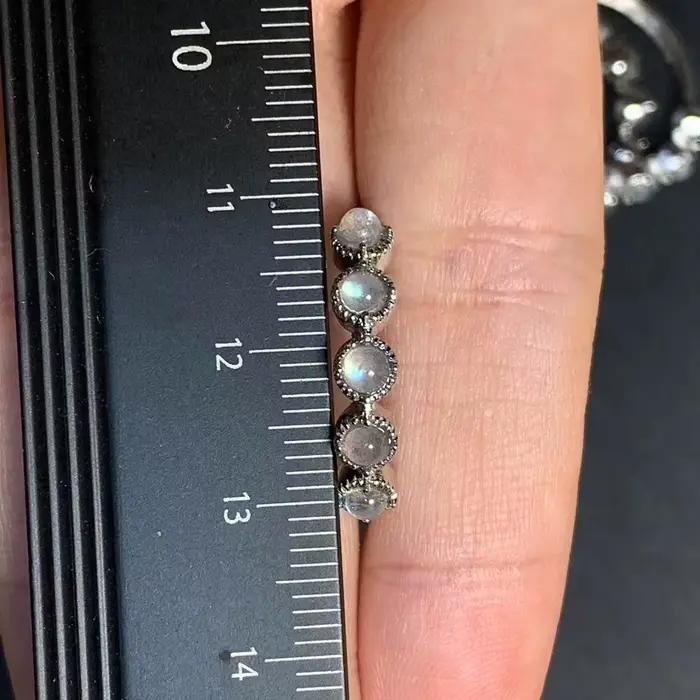 Bague en pierre de lune Labradorite naturelle MM