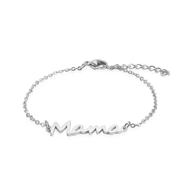 Teamer – Bracelets en acier inoxydable pour femmes, chaîne avec pendentif lettre Mama, breloques à l