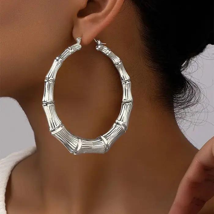 Grandes boucles d'oreilles en bambou pour femmes