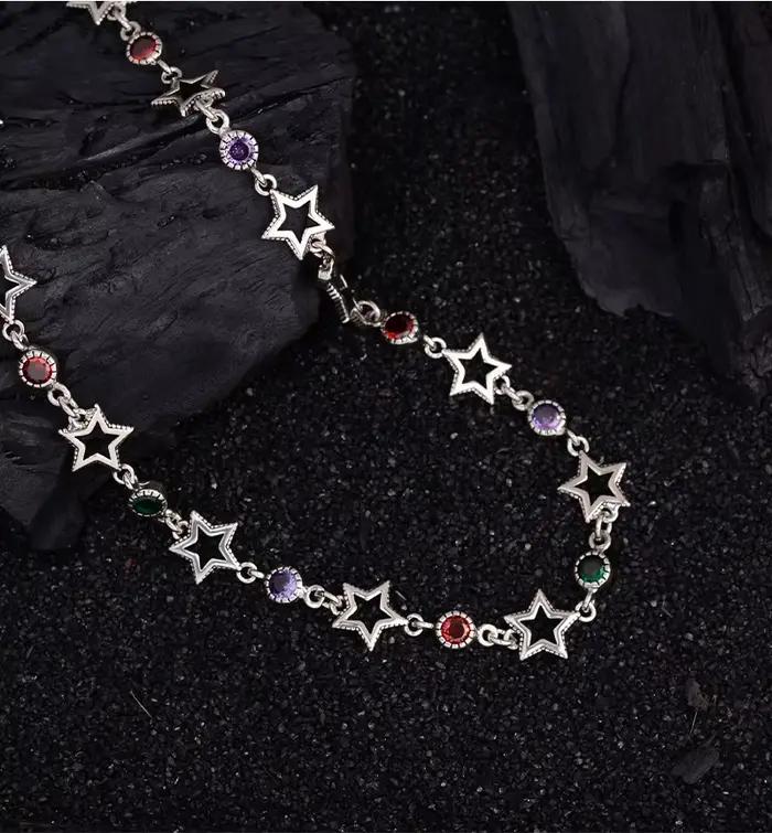 Nouveauté élégant coloré cristal étoile Thai argent dames ensembles de bijoux pour femmes collier Bracelet cadeaux du nouvel an
