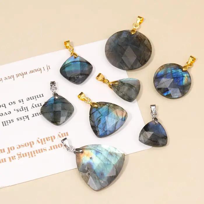 Collier avec pendentif en Labradorite naturelle, haut de gamme, léger, de luxe, forme irrégulière, cadeau pour femmes, amis, soirées, bijoux de voyage
