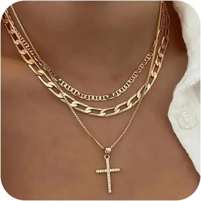 Collier croix pour femmes empilable
