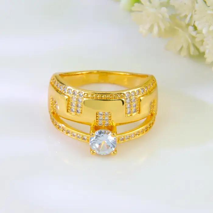 Bague de mariage plaquée or de Dubaï pour femmes saoudiennes, bijoux de luxe pour couples, document
