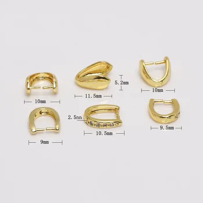 5Pcs Plaqué Or Laiton Pave Zircon Pinch Cimp Bail Pendentif Clasp