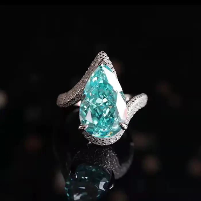 Bague en argent sterling 925 avec tourmaline Paraiba simulée 2026 - Bijou fantaisie de luxe pour fem