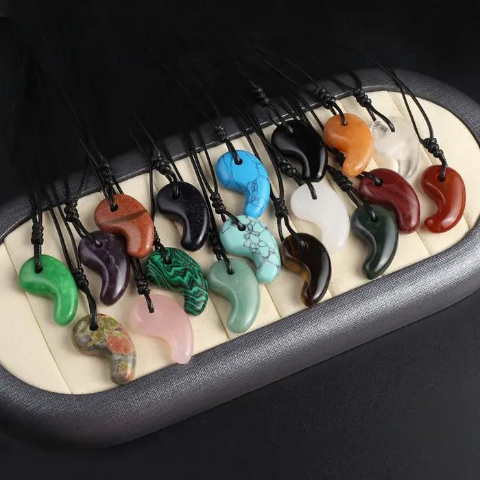 Mini collier pendentif en forme de virgule pour hommes et femmes