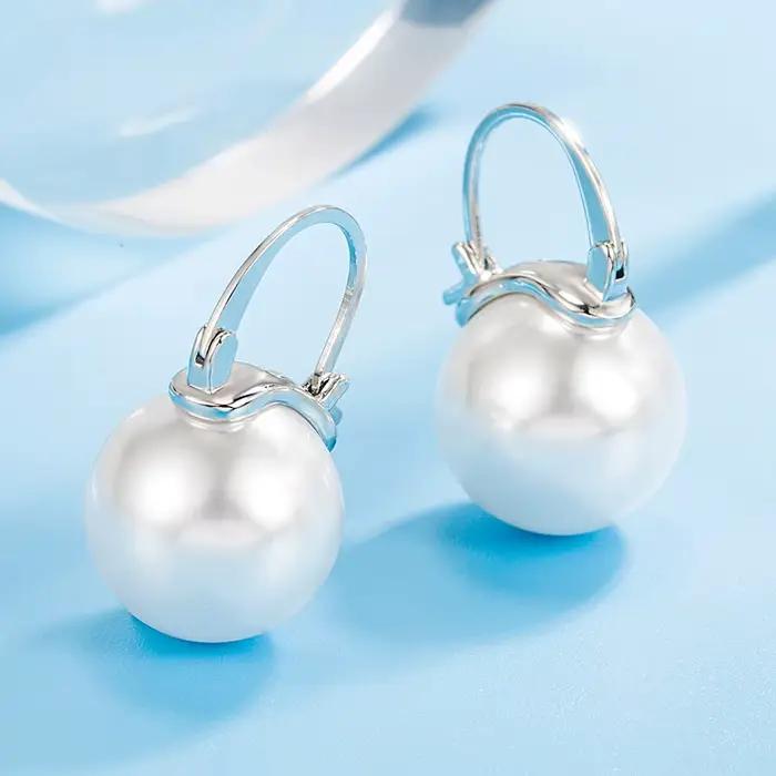 Boucles doreilles argent sterling perles blanches femmes mariage fiancailles soirée festive elegant accessorize special occasions