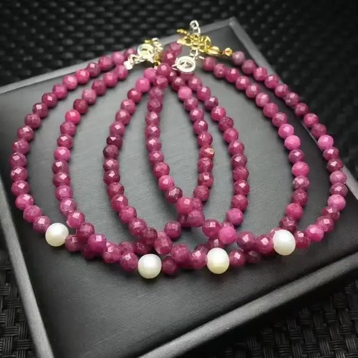 Unité un Bracelet populaire spécial rubis naturel cristal guérison facettes perle