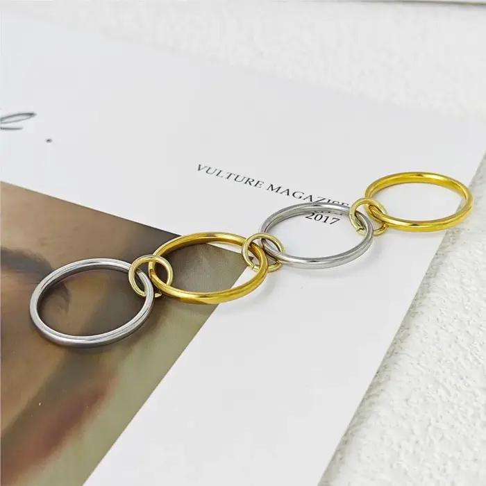 Kit d'anneaux Empilables De chaîne à Maillons Quatre pièces Pour femmes