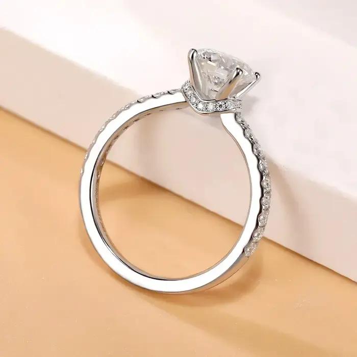 Bague de fiançailles en argent sterling 925 sertie de moissonite blanche pour femmes engagement alliance mariage luxe élégance traditionnelle