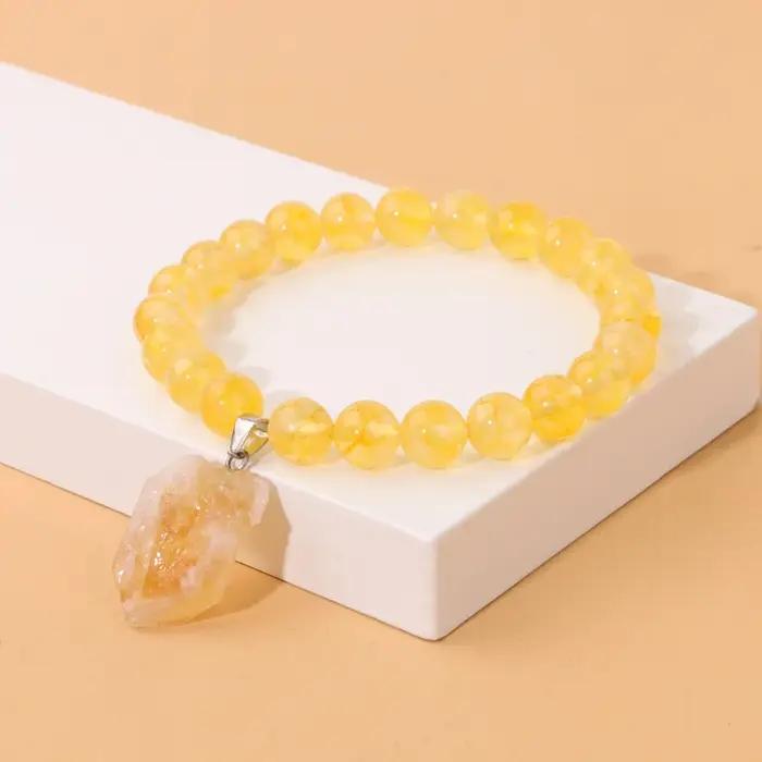 Bracelet de perles de Citrines naturelles rugueuses irrégulières