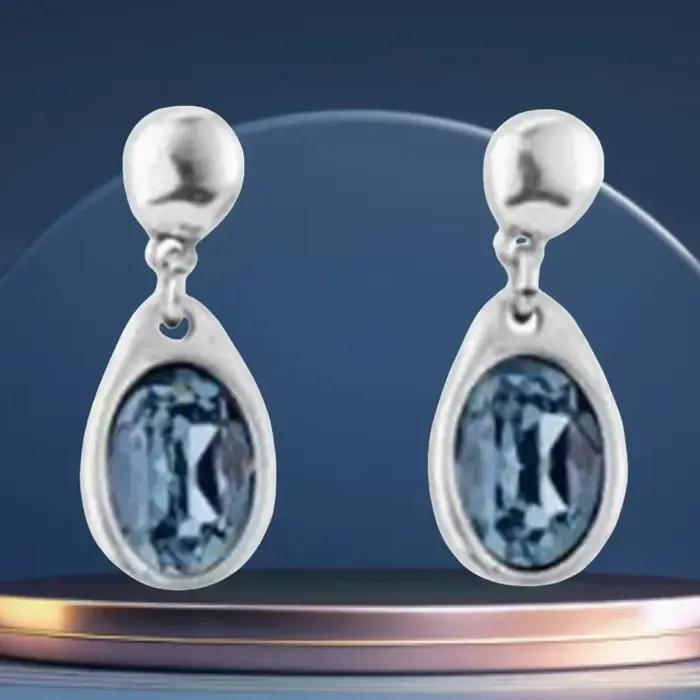 Boucles d'oreilles exquises en cristal bleu en forme de gouttelette qui brillent en été de 2025