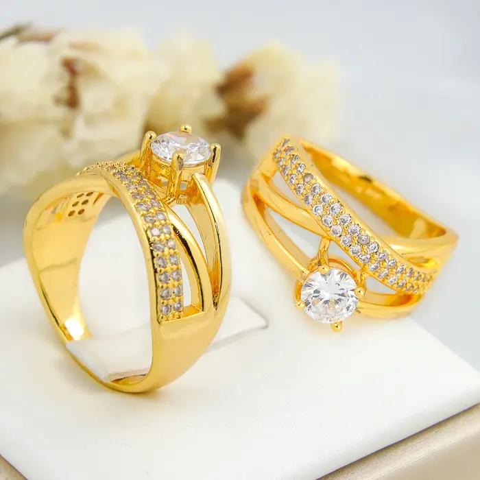 Bague de cocktail plaquée or 21 carats pour femme