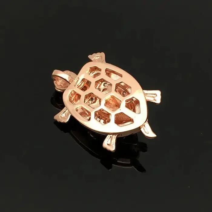 Inspiration incrustée de diamant 585 or violet Double couche pendentif tortue dorée plaqué or Rose 14K collier bijoux de Banquet