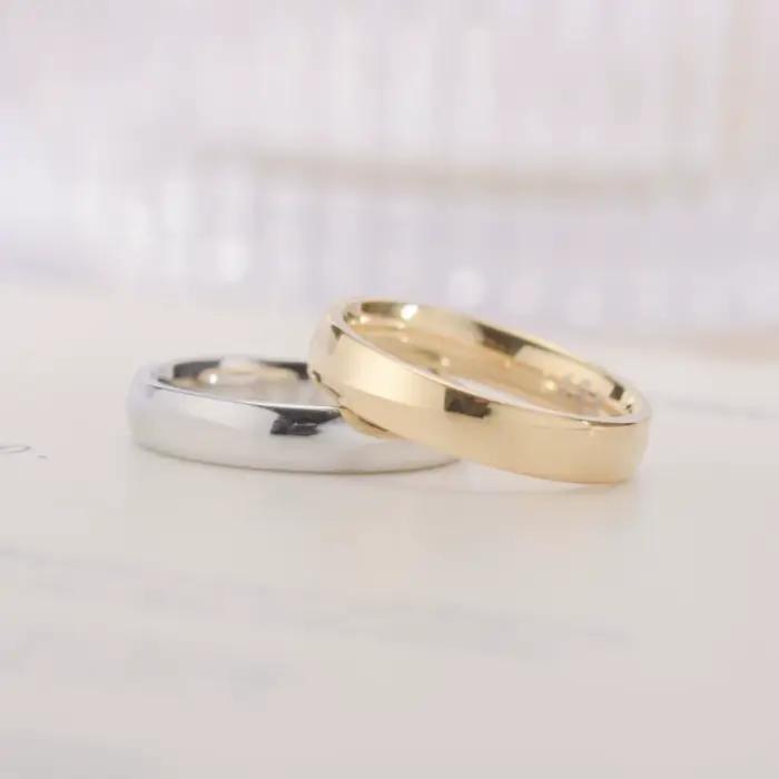 Bague plaquée or pour femme, bague de mariage simple pour couple, bijoux de fiançailles, cadeau tendance, couleur