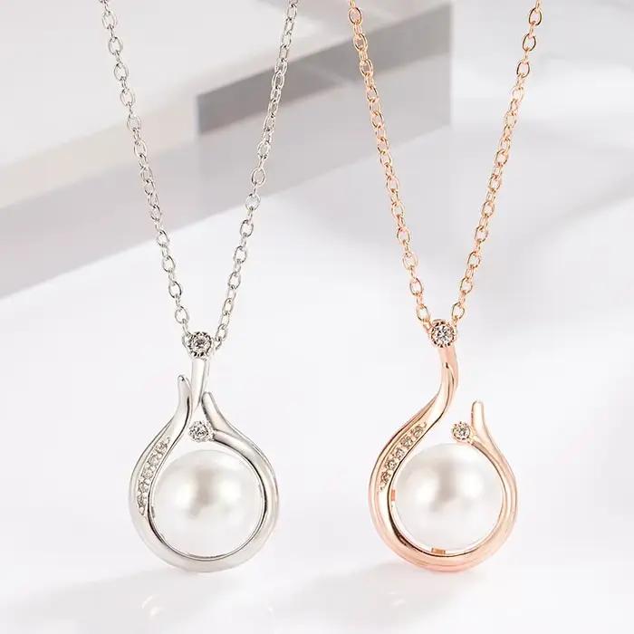 Ensemble de bijoux élégants avec pendentif en perles en argent Sterling 925 pour femmes