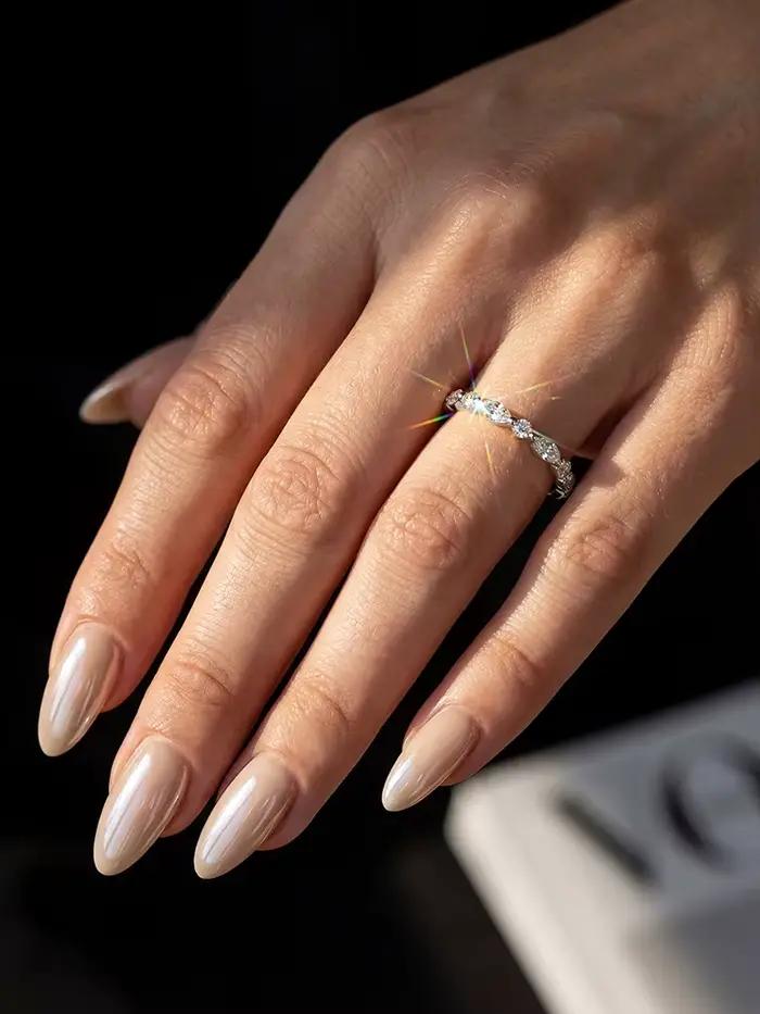 Bague élégante en argent Sterling 925 avec diamant Moissanite véritable