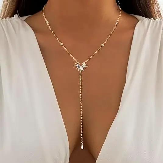 Collier pendentif en forme de Y en acier inoxydable pour femmes et filles
