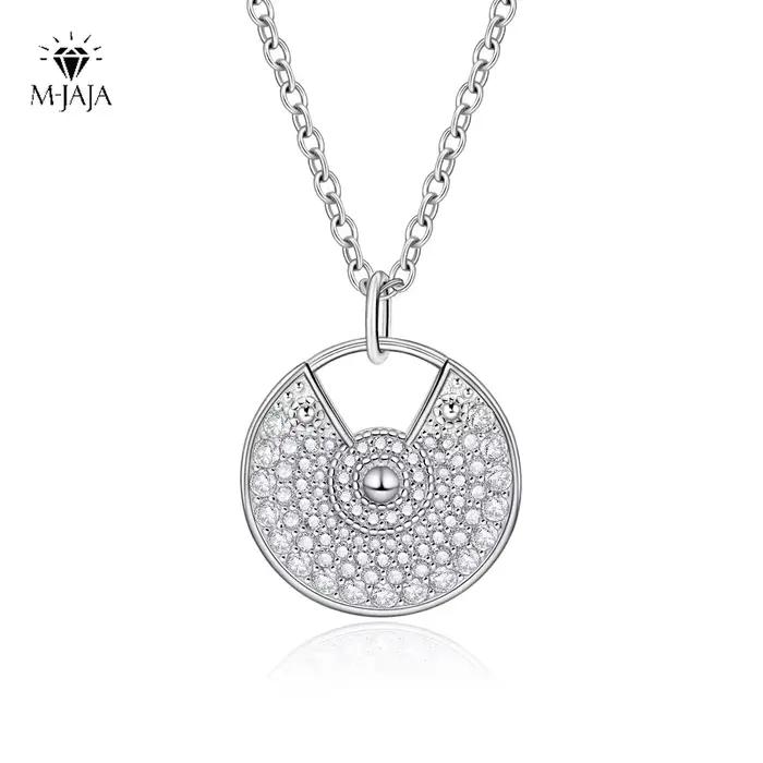 Collier Moissanite M-JAJA pour femmes D VVS1, plaqué or blanc 18 carats, chaîne en argent Sterling 925, amulette en diamant, pendentif, bijoux cadeaux