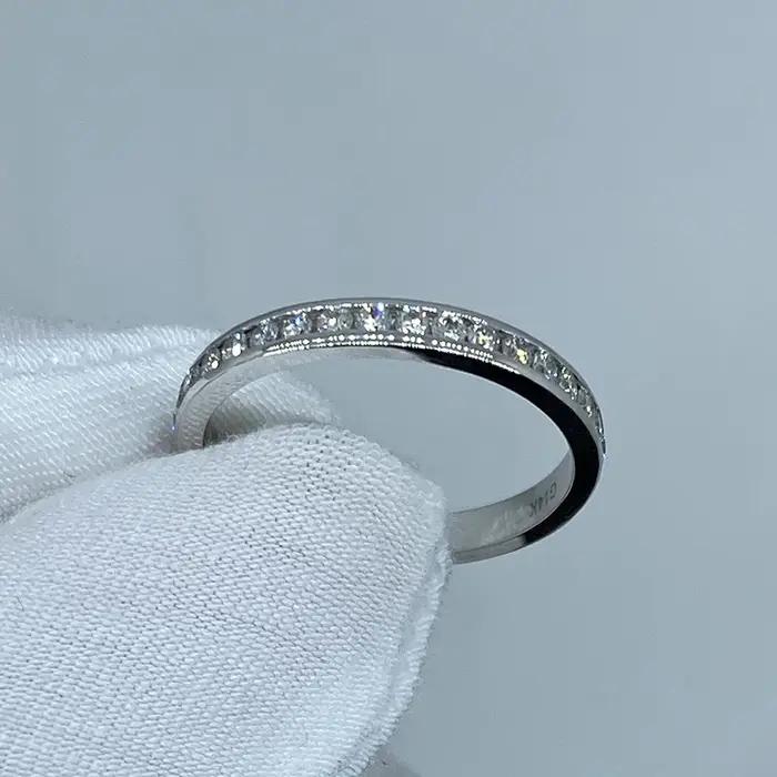 0.9Ctw Diamant Rond DEF document VS-VVS Laboratoire Créé Book ine Bande D'éternité Mariage 14K Or Blanc 2mm chaque pierre