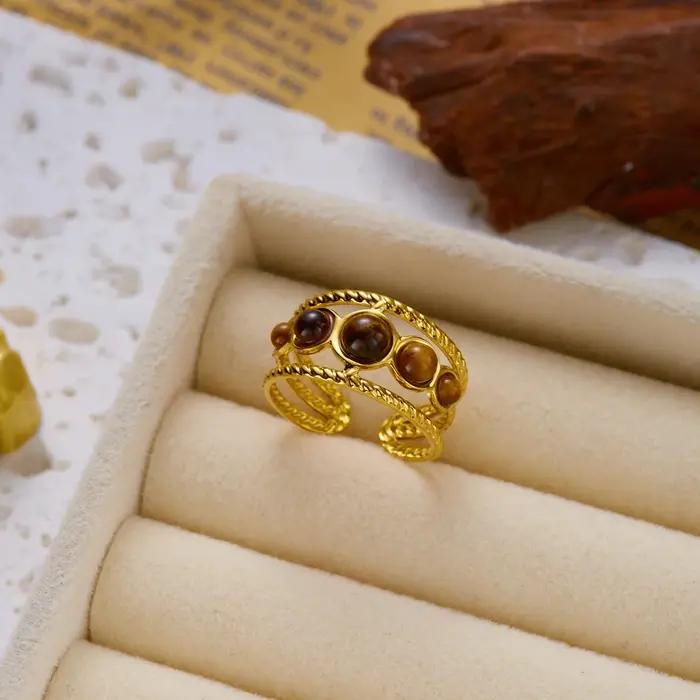 Bague Esthétique Vintage Française Dorée pour Femme