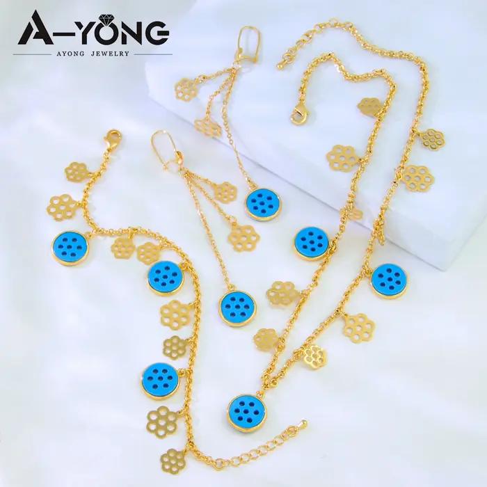 Ensemble de colliers à breloques Turquoise éthiopienne