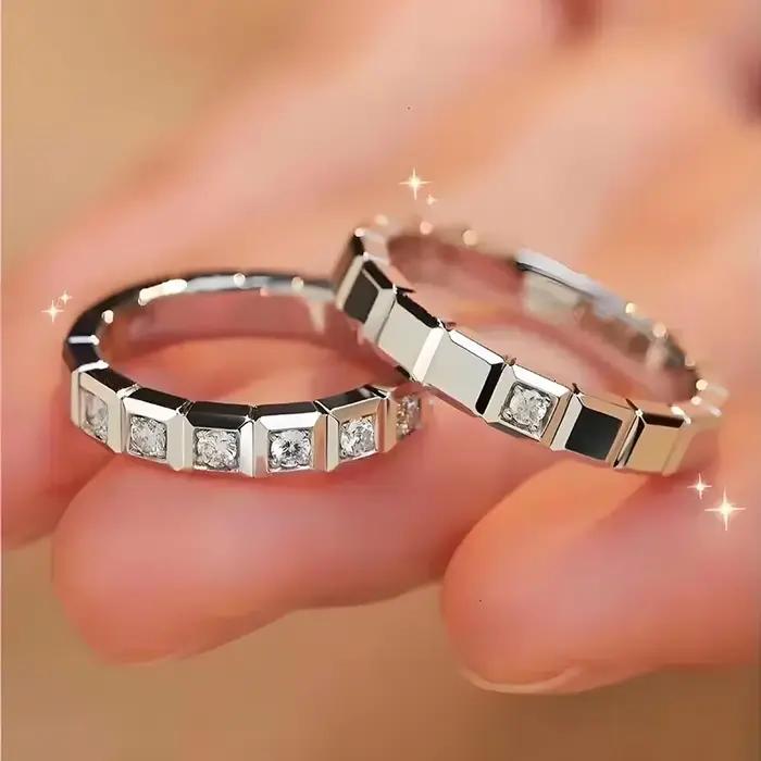 Bague en argent sterling 925 sertie de zircone cubique pour amoureux personnalisée pour femmes et hommes occasions spéciales