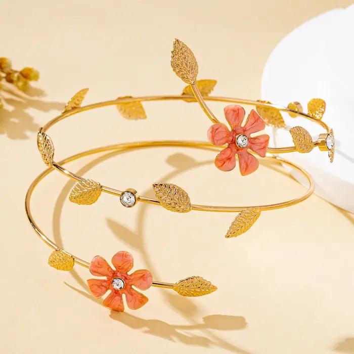 Brassard en forme de vigne florale pour femme en alliage de fer avec nuances de bleu or rose pour toutes les occasions
