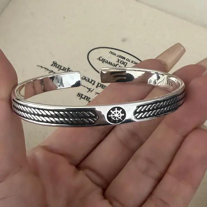 Bracelet rétro 100% argent massif 925 pour femmes et hommes