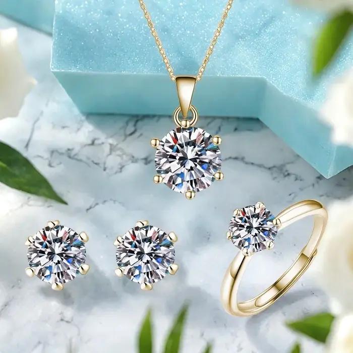 BOCARMAN Ensemble de bijoux 3 pièces en moissanite certifiée GRA pour femme, comprenant un pendentif