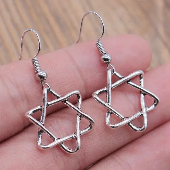 Boucle d'oreille hexagramme celtique talisman pour femmes et hommes bijoux personnalisables artisanat traditionnel occasions spéciales