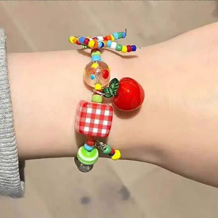Collier ras du cou avec nœud de fruits de dessin animé Harajuku
