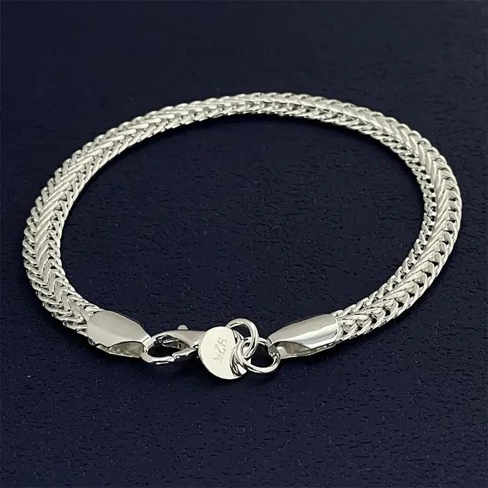 Bracelet chaîne serpent plate en argent Sterling 925