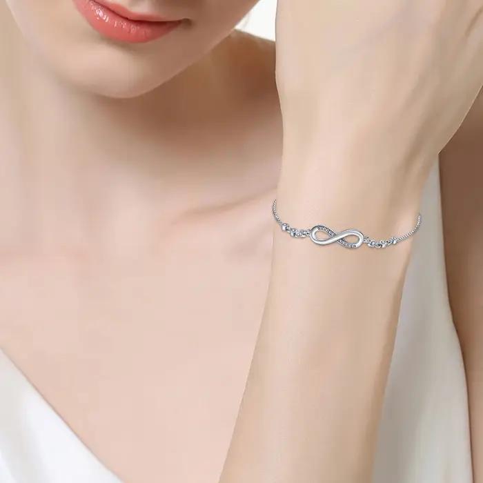 Bracelet réglable en argent Sterling 925 authentique pour femme